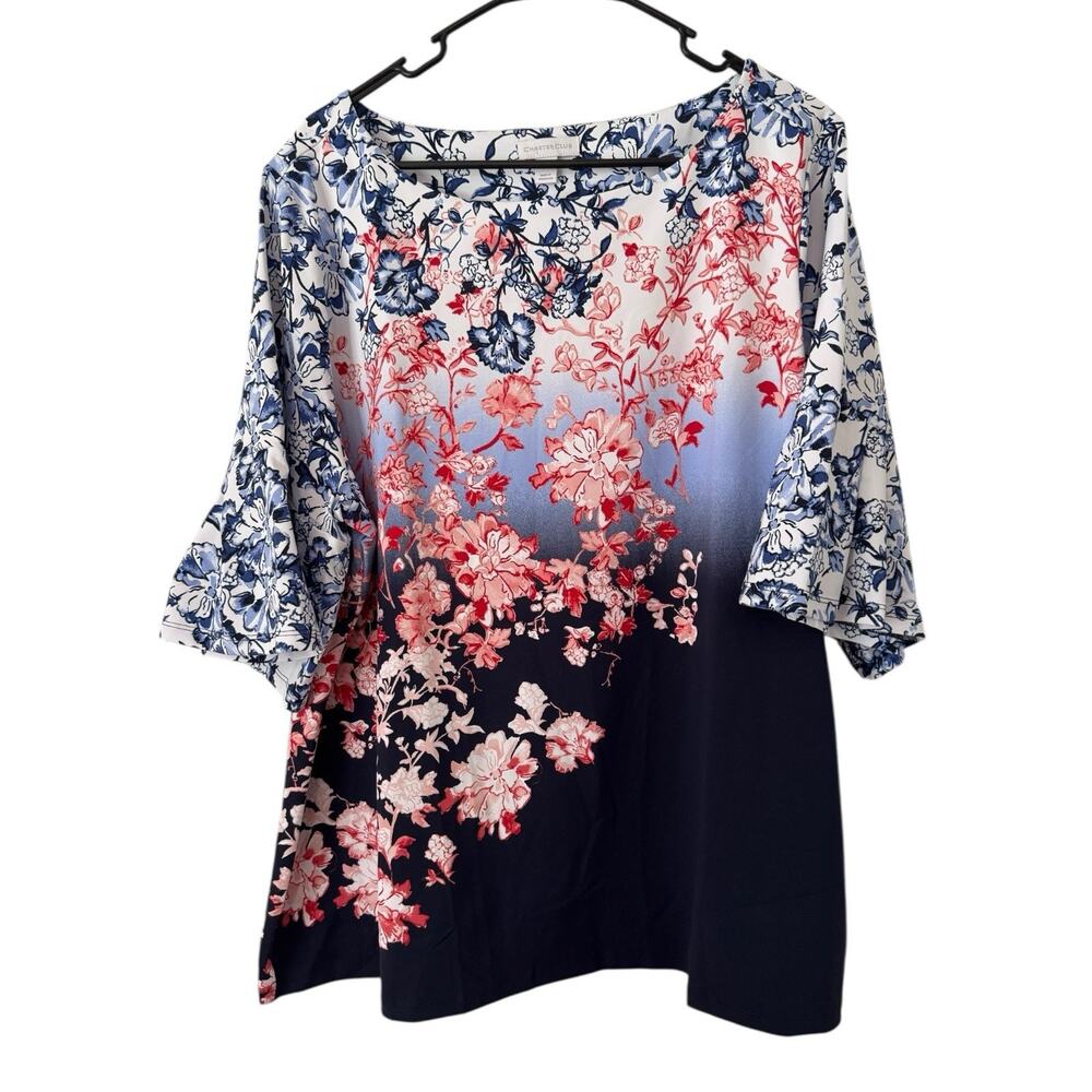 Charter Club Floral Pullover Stretchy Top Women’s Size 2X